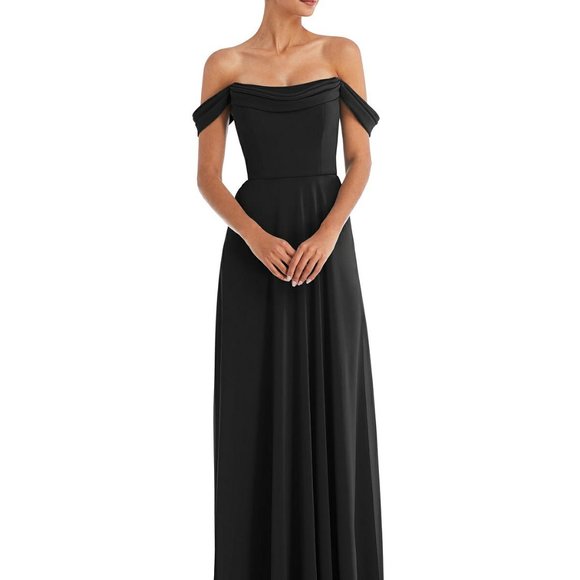 Thread TH065..Off-the-Shoulder Draped Neckline Maxi Dress....Black...Size 12 - Picture 1 of 7